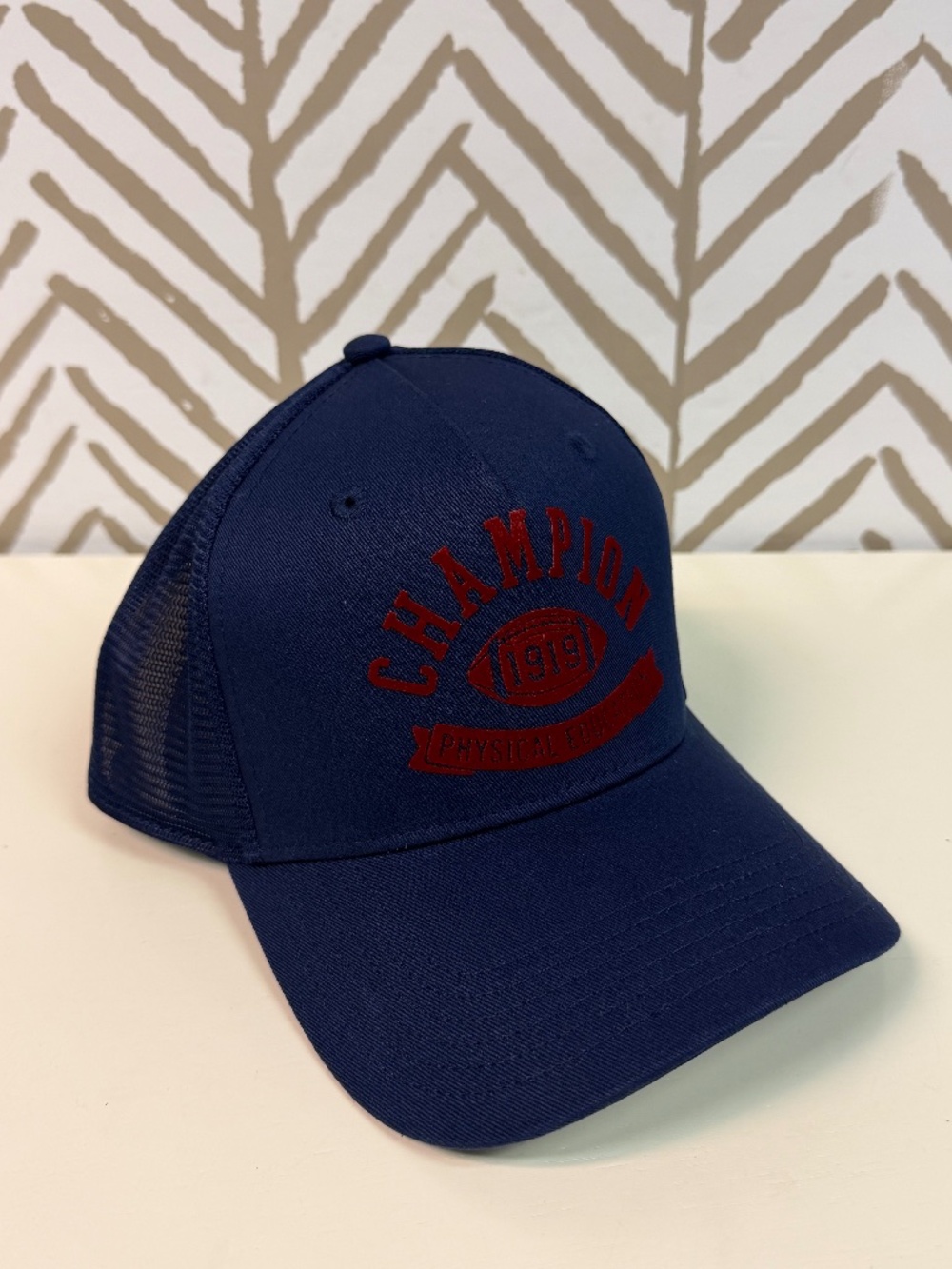 NWT Champion Physical Education Blue Trucker Mesh Adjustable Hat